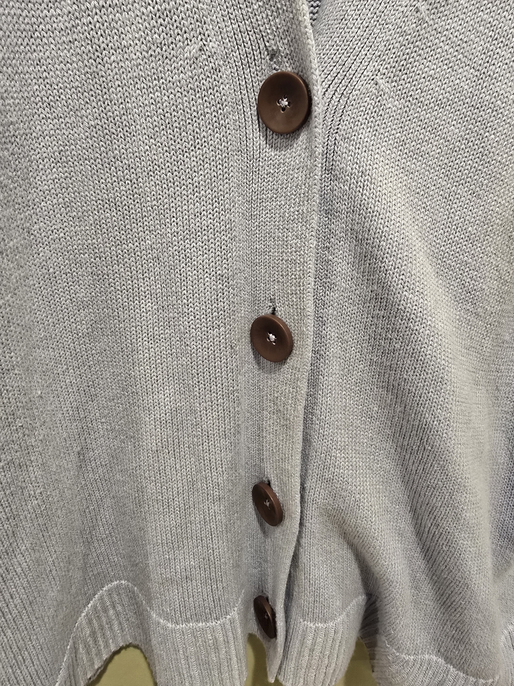 J. Jill "Rain Drop" Blue Cotton Blend Cardigan With Brown Buttons Size XL - Picture 6 of 9